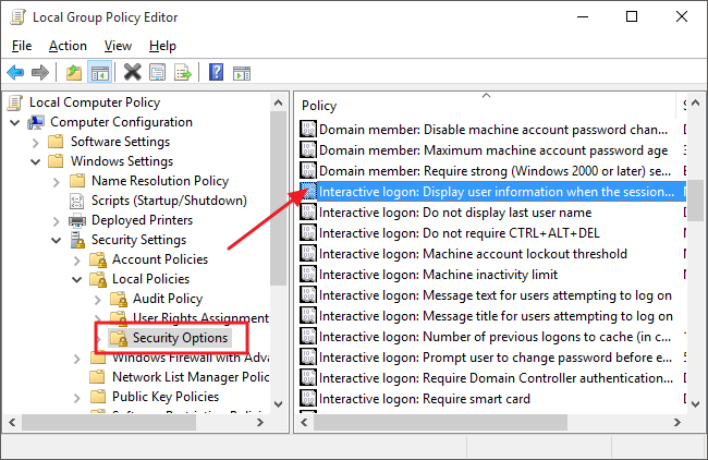 nteractive Logon: Display user information when the session is locked nteractive Logon: Display user information when the session is locked