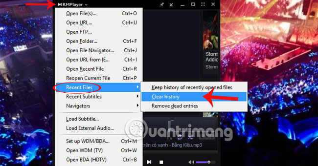 Hướng dẫn xóa lịch sử trong KMPlayer