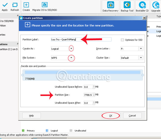 Thay đổi kích thước, di chuyển phân vùng ô cứng
