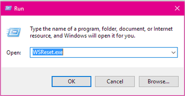 nhập WSReset.exe 