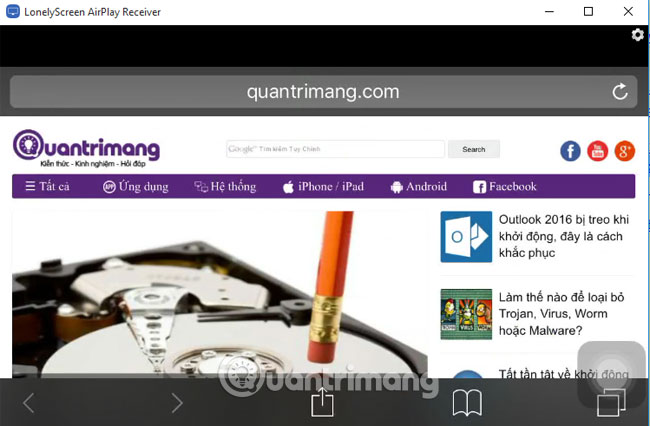 Trình chiếu màn hình iPhone/ iPad trên máy tính 