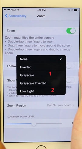 Hô biến màn hình iPhone thành đen trắng