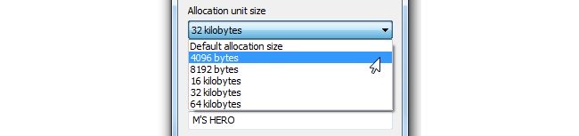 Thông số Cluster Size mặc định của NTFS