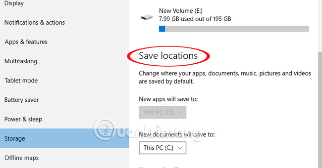 Đổi folder lưu dữ liệu mặc định trong Windows 10