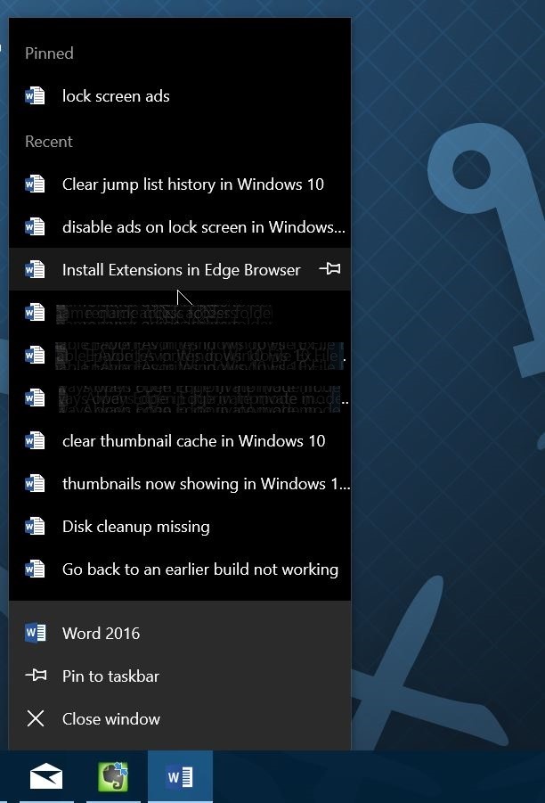Các bước để xóa lịch sử Jump Lists trên Windows 10