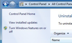 Turn Windows features on or off