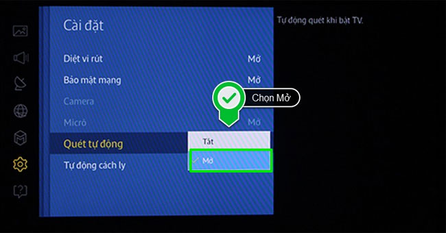 Cách quét và diệt virus, mã độc trên Smart tivi Samsung