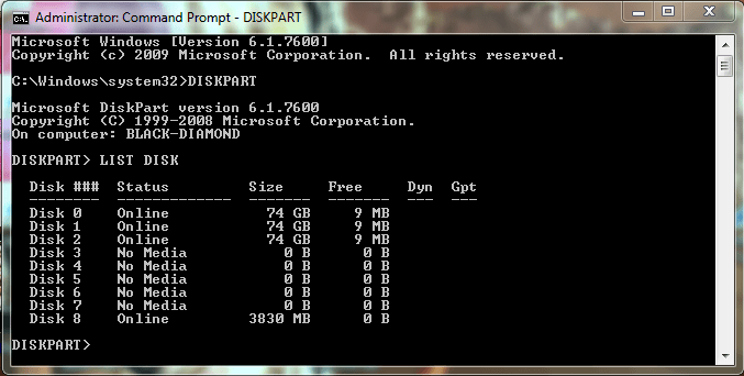 LIST DISK  LIST DISK