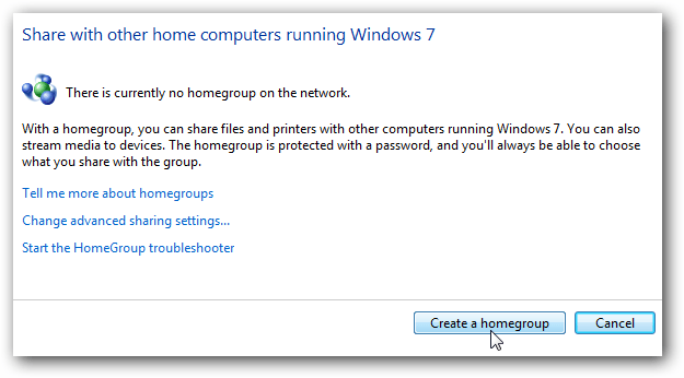  chọn Create a Homegroup