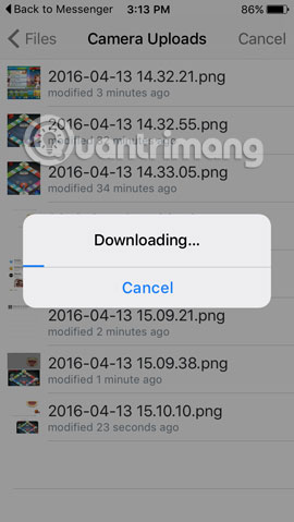 Chia sẻ file Dropbox qua Facebook Messenger