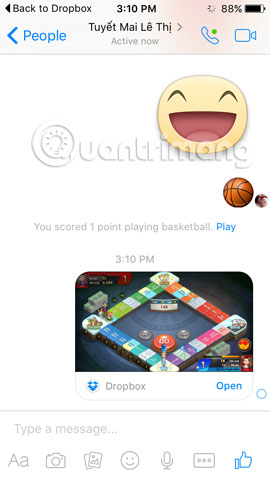 Chia sẻ file Dropbox qua Facebook Messenger