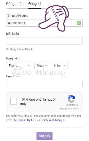 Điền thông tin tài khoản tạo tài khoản Twitch TV để streaming Video với BlueStacks