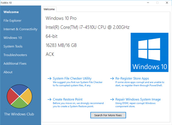 Fix Windows 10 with 1 click with FixWin - QuanTriMang.com