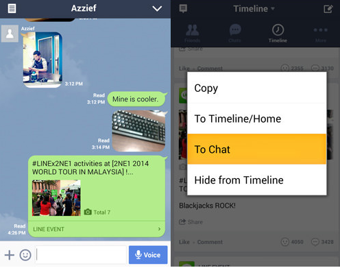 Chia sẻ update Timelines trong Chat Chia sẻ update Timelines trong Chat