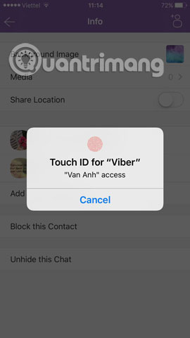 Cách giấu nội dung trò chuyện trên Viber