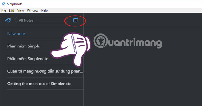 Danh sách ghi chú trên Simplenote Simplenote