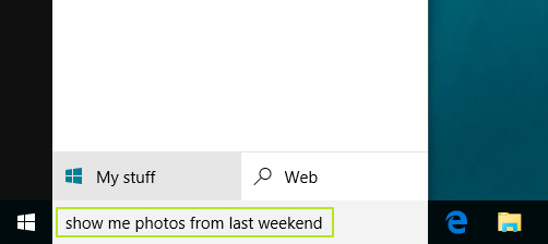 Nhập yêu cầu tìm kiếm của bạn vào khung Search Cortana
