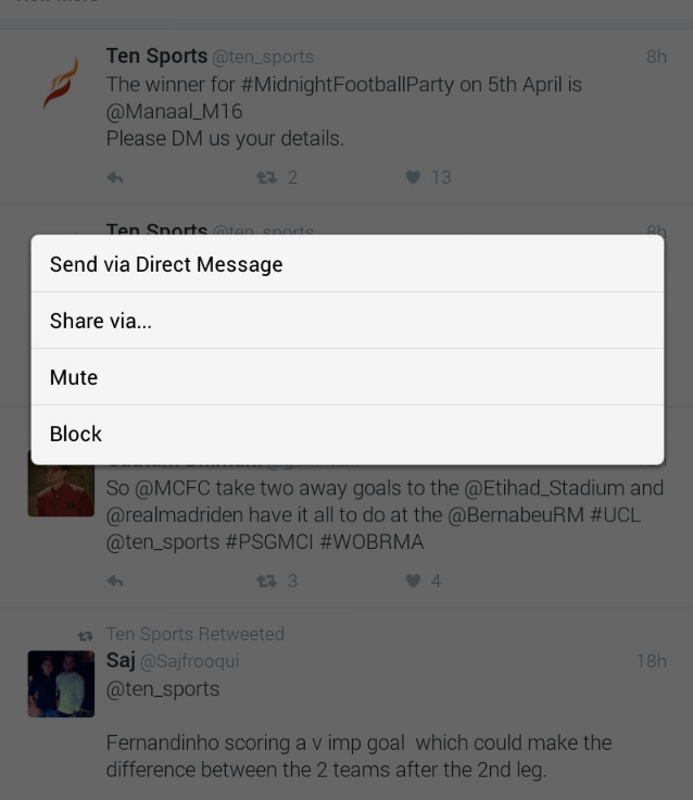 chọn Send via Direct Message chọn Send via Direct Message