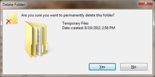 tìm và chọn thư mục Temporary File và xóa thư mục đi