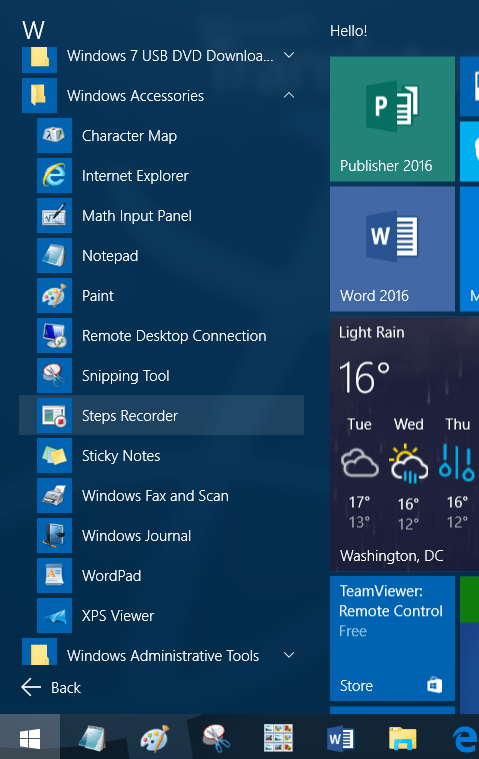 Sửa lỗi thiếu Accessories trên Start Menu Windows 10