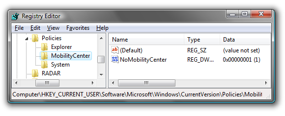 NoMobilityCenter NoMobilityCenter