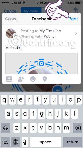 kết nối bạn bè trên Facebook Messenger bằng mã Code