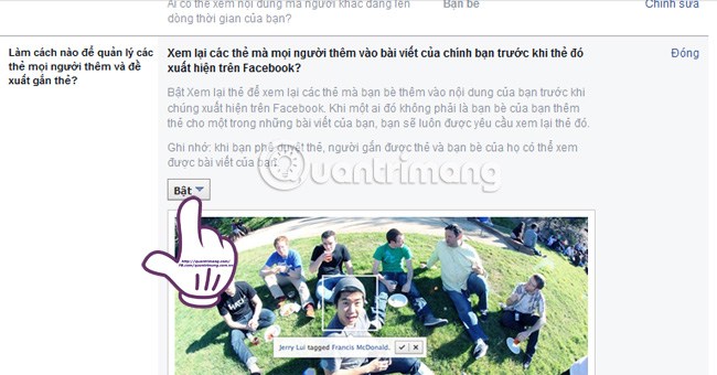 Thiết lập chế độ quản lý bài đăng được tag trên Facebook