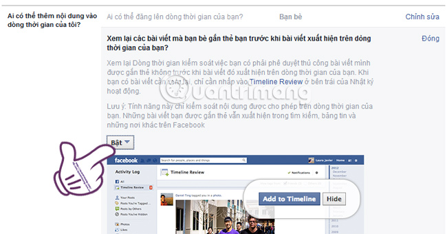 Thiết lập chế  độ quản lý bài đăng được tag trên Facebook