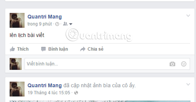 Lên lịch đăng bài cho ngày  Facebook đã cho phép thêm ngày giờ vào trạng thái