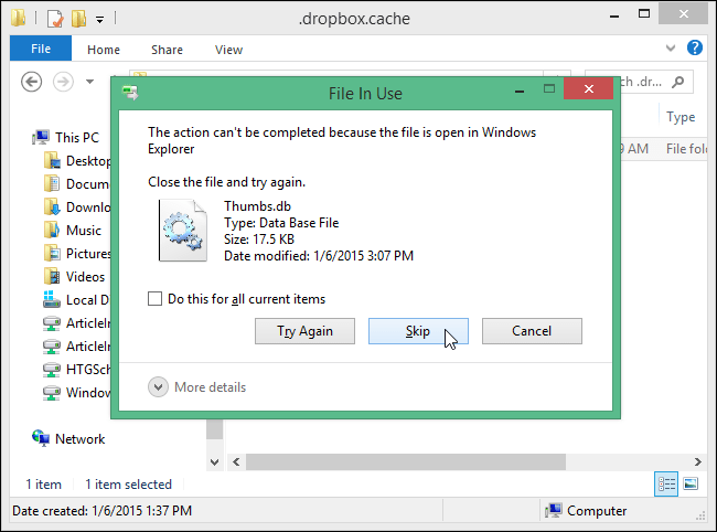 hộp thoại File in Use hộp thoại File in Use