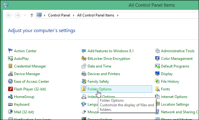 chọn Folder Options chọn Folder Options