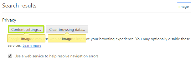 Chọn Content settings....