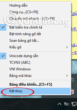 Kết thúc hoạt động Gõ tiếng việt trong game