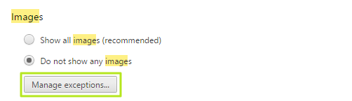chọn Manage exceptions