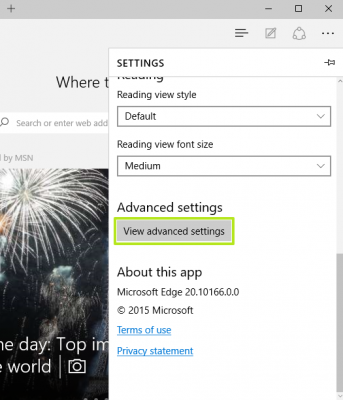 chọn View Advanced settings