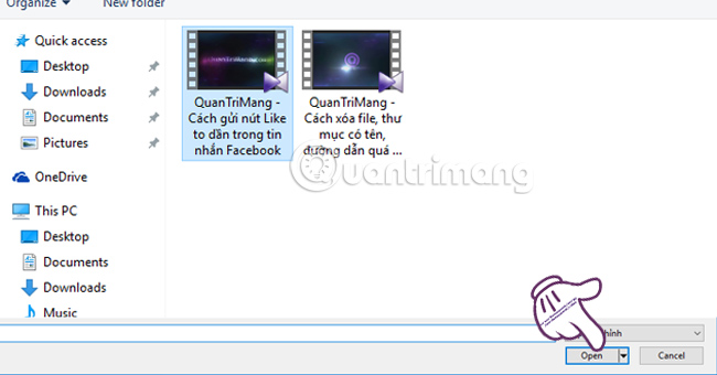 Chọn video gửi bình luận gửi bình luận bằng video