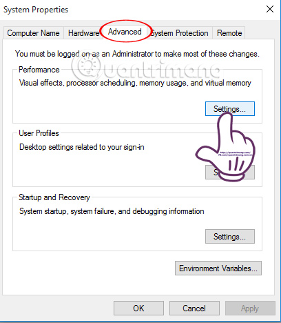 Advanced system settings
