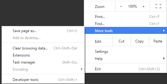 chọn Tools hoặc More tools chọn Tools hoặc More tools