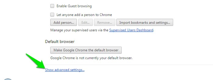 chọn Show advanced settings