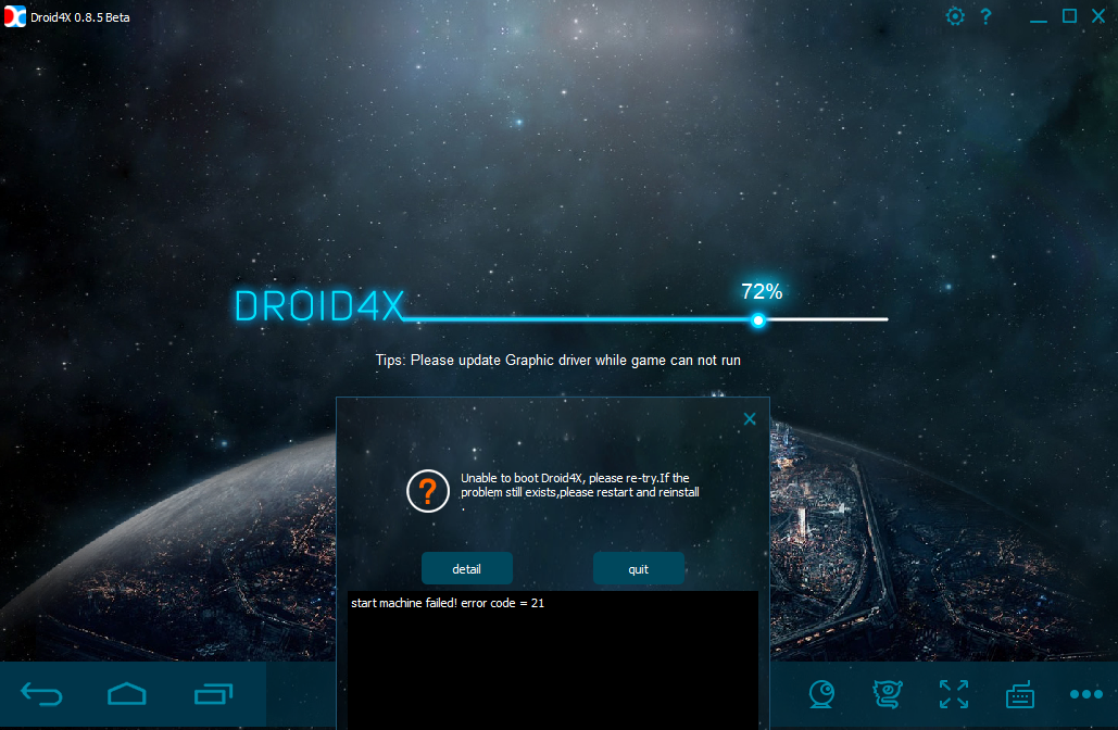 phần mềm giả lập Droid4xm lỗi