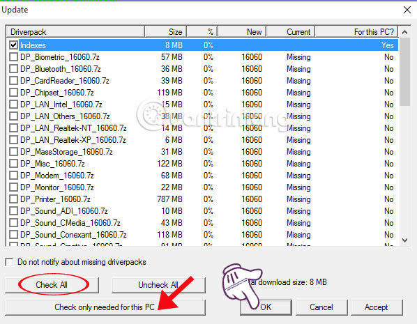 Tiến hành cài đặt driver Snappy Driver Installer
