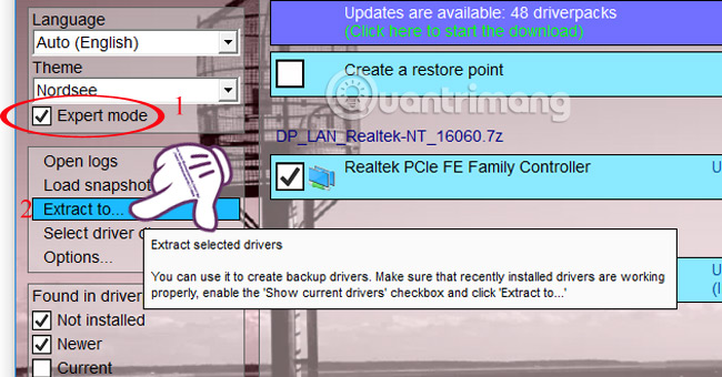 Sao lưu driver Snappy Driver Installer