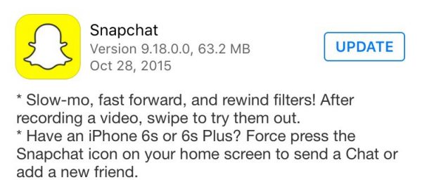 Update the latest Snapchat version