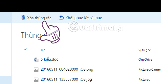khôi phục dữ liệu đã xóa trên OneDrive