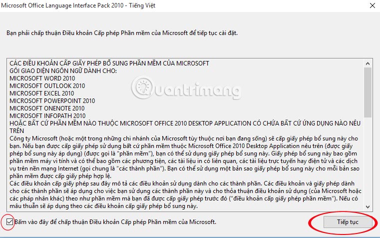 Cài đặt giao diện người dùng tiếng Việt cho Microsoft Office 2010