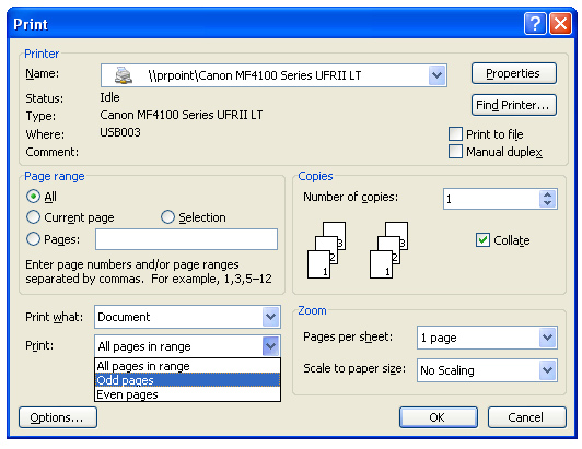 Instructions for printing two-sided paper in Word, PDF, Excel