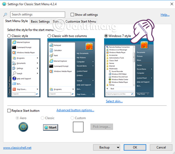 Cách đưa nút Start Windows 7 lên máy tính Windows 10