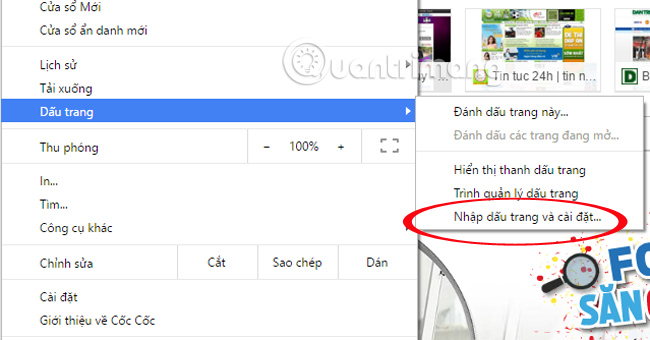 Cách chuyển bookmarks từ Chrome sang Cốc Cốc