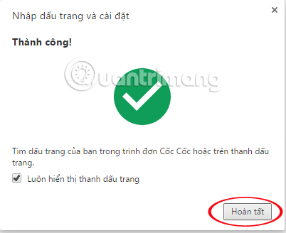 Cách chuyển bookmarks từ Chrome sang Cốc Cốc