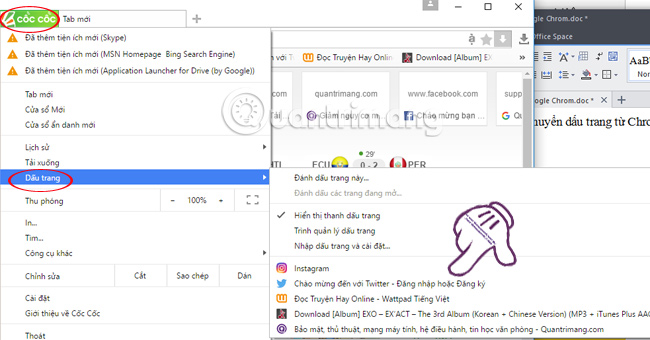Cách chuyển bookmarks từ Chrome sang Cốc Cốc